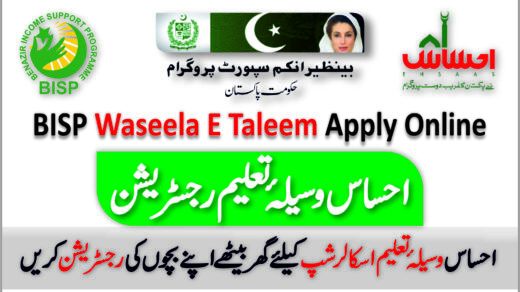 bisp waseela-e-taleem 2023 app, waseela e taleem online apply, online registration, application form pdf download, admission verification slip, Ehsaas Program